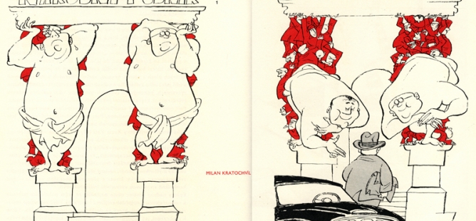 Karikatury ze šedesátých let pranýřující neduhy socialismu